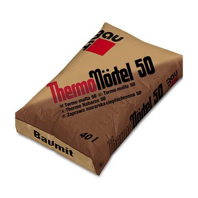 Теплоізоляційна легка суміш для кладки блоків Baumit ThermoMörtel 50
